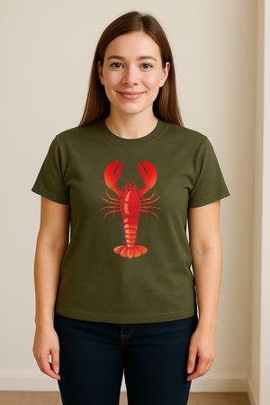Lobster T-Shirt, Red Coastal Crustacean Graphic for Beach Trips, Seafood Lovers and Summer Vacations