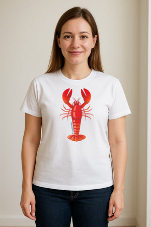 Lobster T-Shirt, Red Coastal Crustacean Graphic for Beach Trips, Seafood Lovers and Summer Vacations