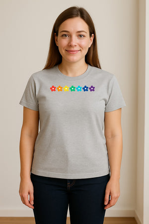 Rainbow Daisy T-Shirt, Colorful Floral Pride Graphic Tee for LGBTQ Allies and Coming Out Celebrations