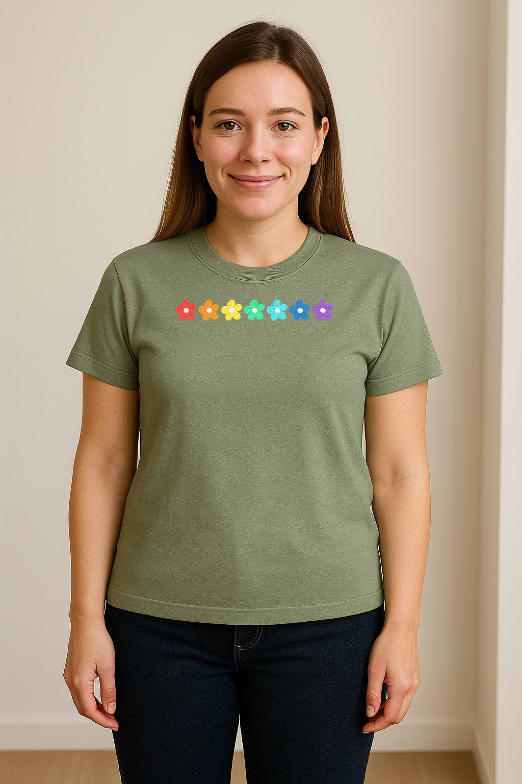 Rainbow Daisy T-Shirt, Colorful Floral Pride Graphic Tee for LGBTQ Allies and Coming Out Celebrations