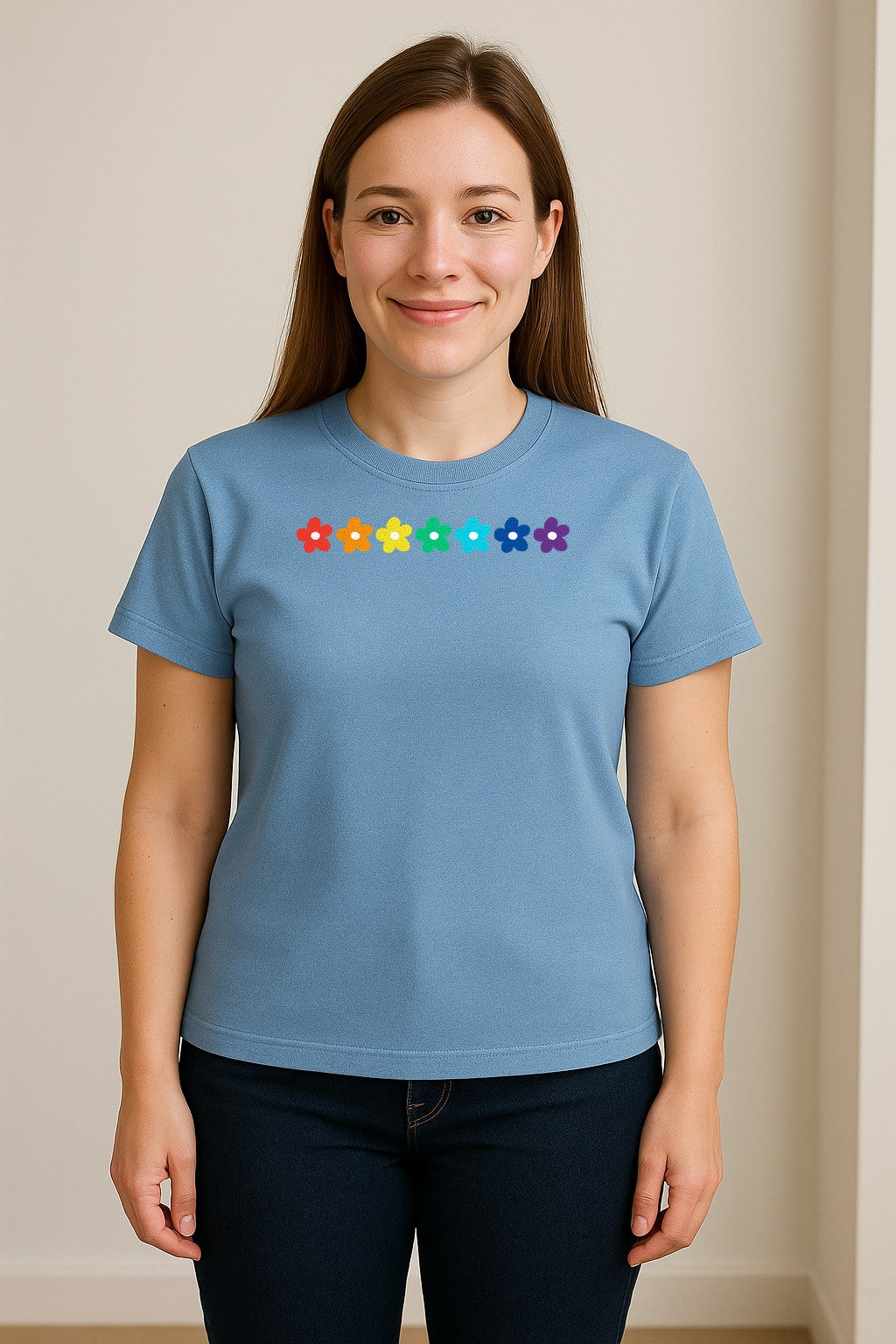 Rainbow Daisy T-Shirt, Colorful Floral Pride Graphic Tee for LGBTQ Allies and Coming Out Celebrations