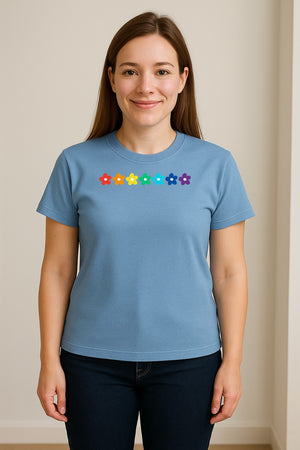 Rainbow Daisy T-Shirt, Colorful Floral Pride Graphic Tee for LGBTQ Allies and Coming Out Celebrations