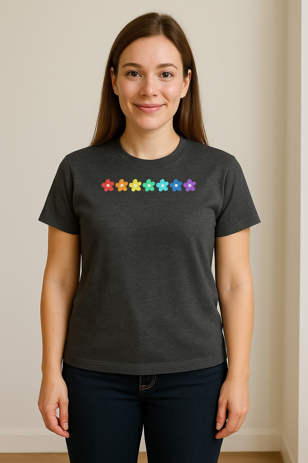 Rainbow Daisy T-Shirt, Colorful Floral Pride Graphic Tee for LGBTQ Allies and Coming Out Celebrations