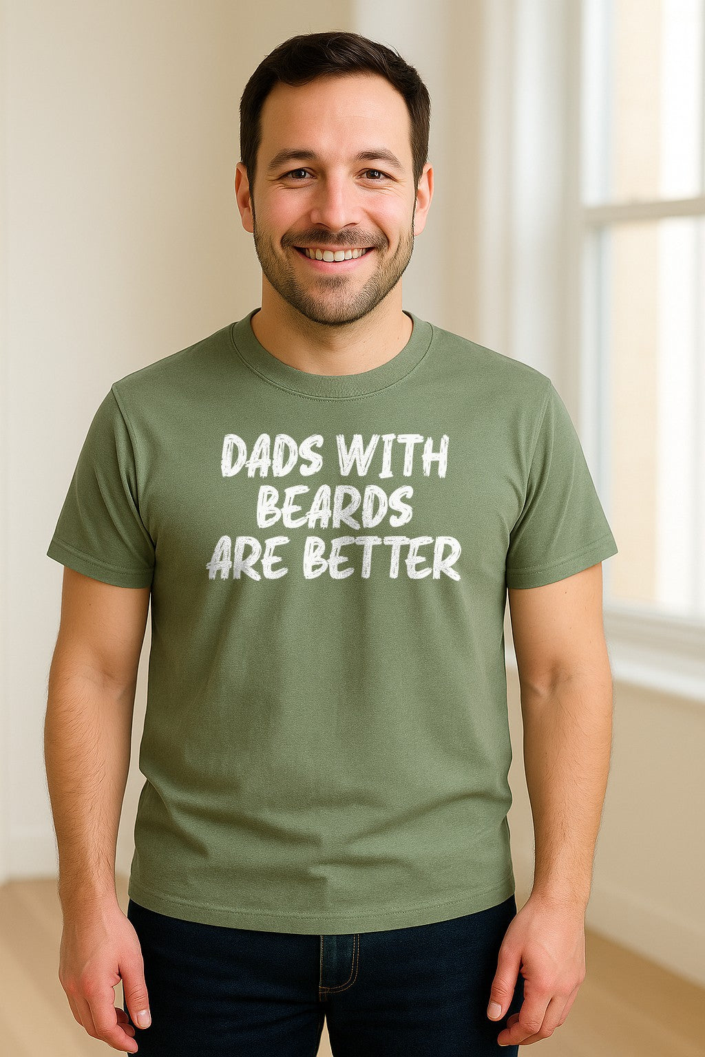 Dad Beard T-Shirt, Dads With Beards Are Better Distressed Lettering, Funny Father's Day Gift