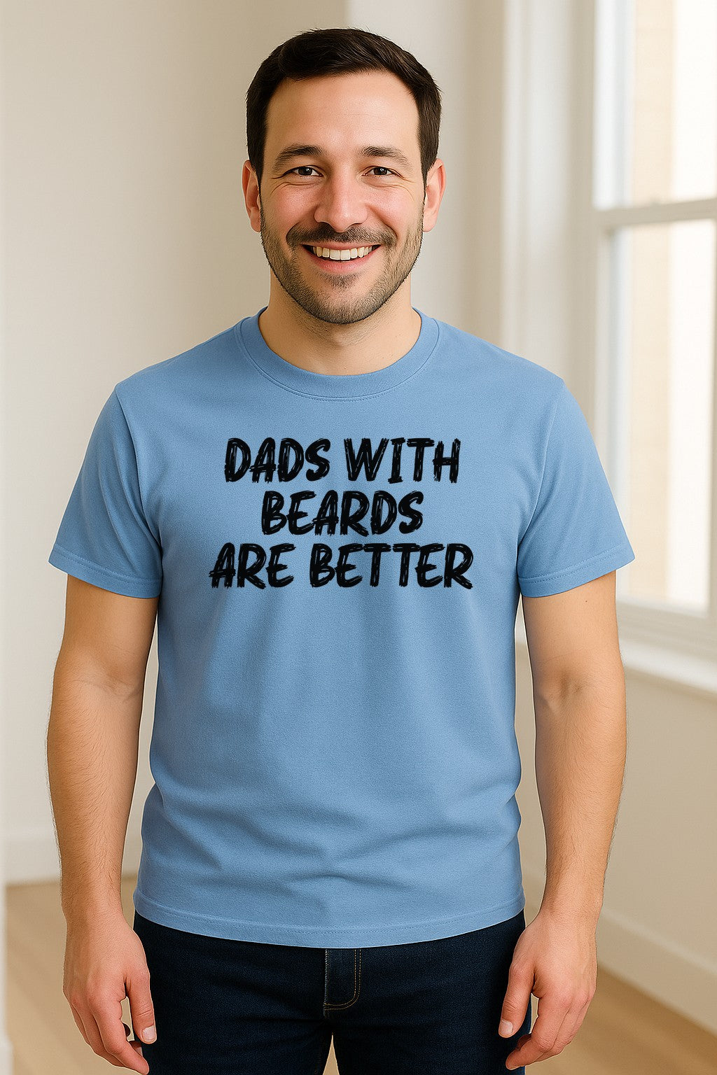 Dad Beard T-Shirt, Dads With Beards Are Better Distressed Lettering, Funny Father's Day Gift
