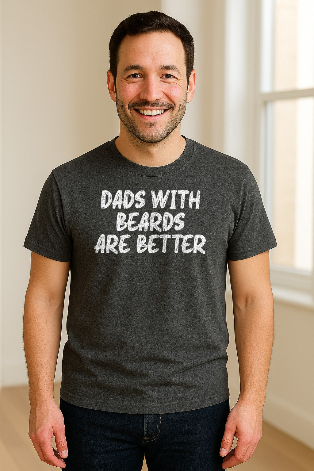 Dad Beard T-Shirt, Dads With Beards Are Better Distressed Lettering, Funny Father's Day Gift