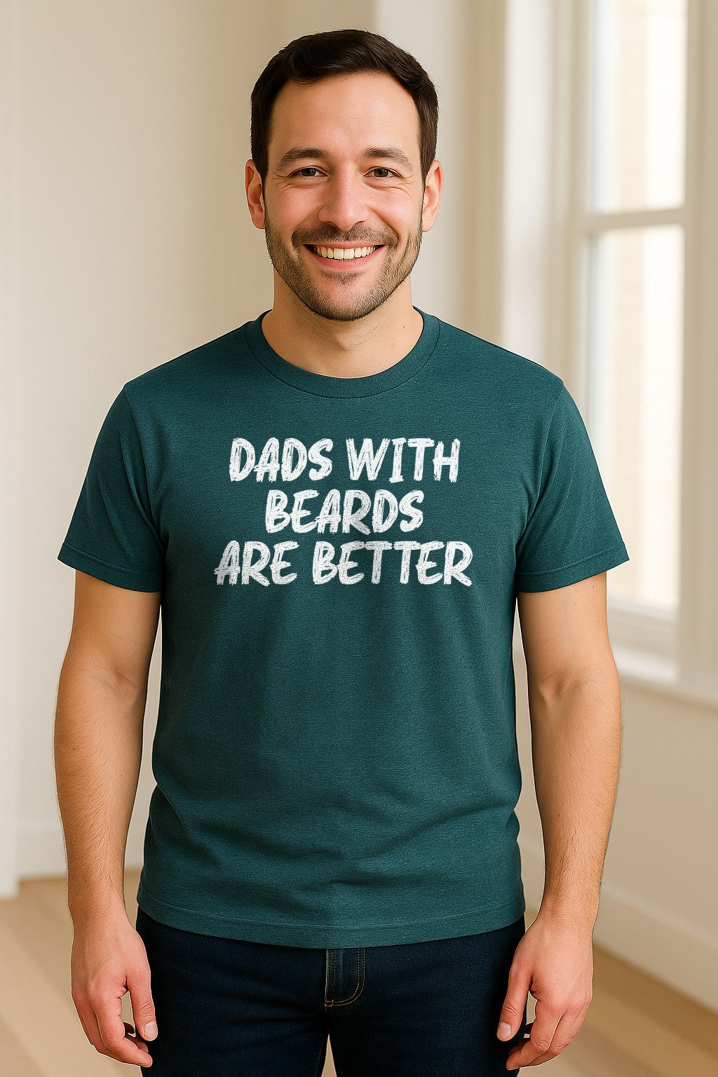Dad Beard T-Shirt, Dads With Beards Are Better Distressed Lettering, Funny Father's Day Gift