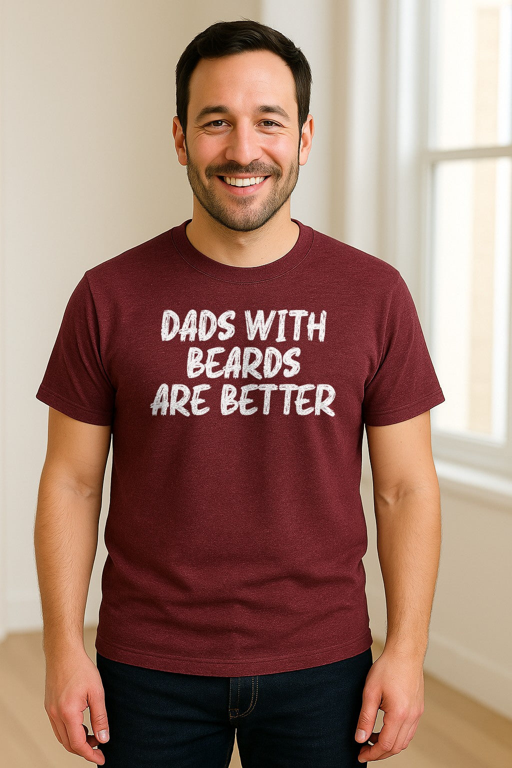 Dad Beard T-Shirt, Dads With Beards Are Better Distressed Lettering, Funny Father's Day Gift