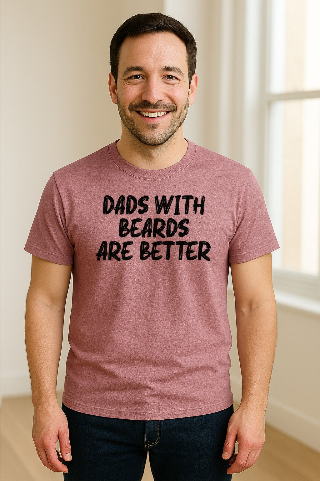 Dad Beard T-Shirt, Dads With Beards Are Better Distressed Lettering, Funny Father's Day Gift