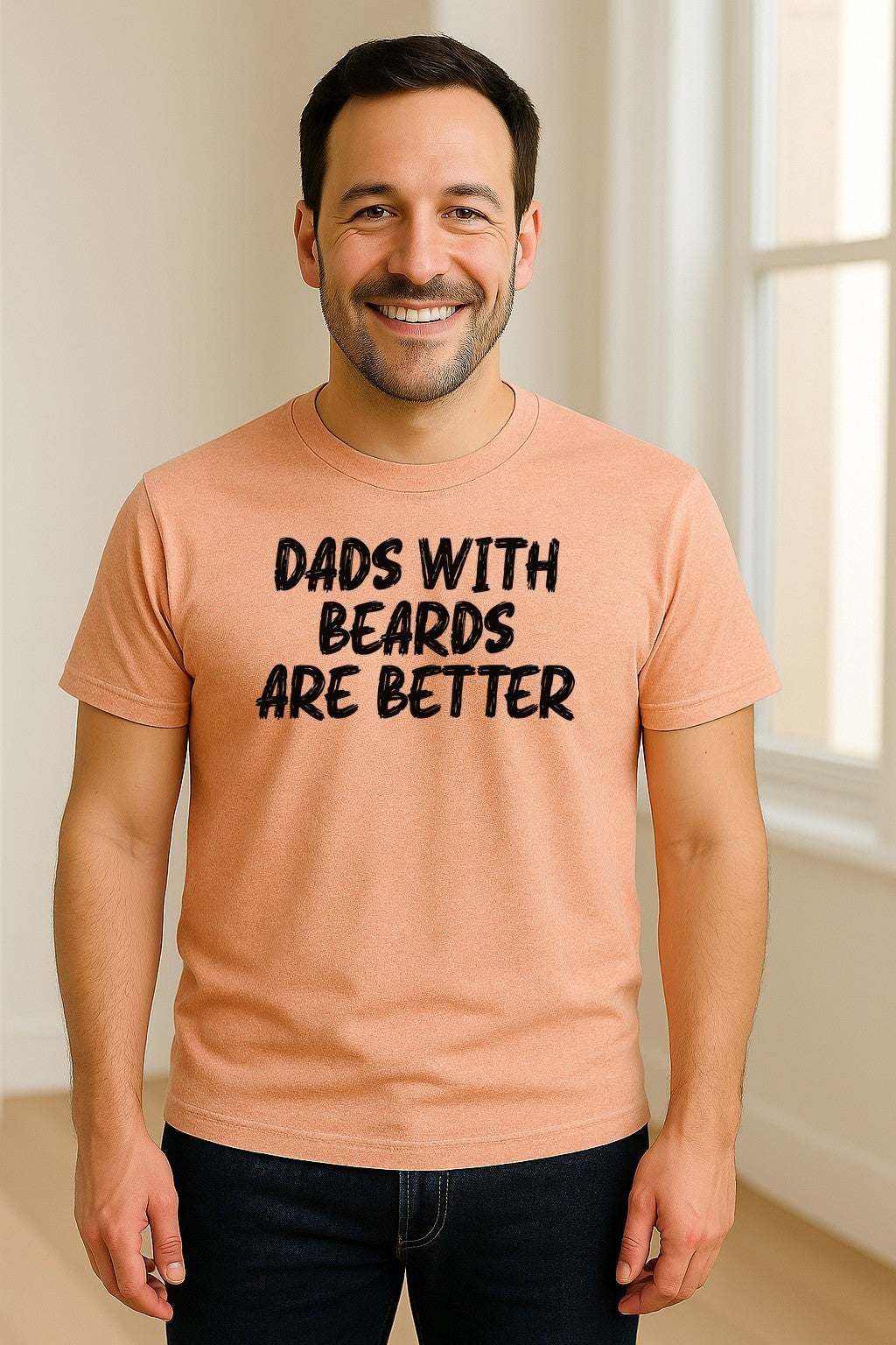 Dad Beard T-Shirt, Dads With Beards Are Better Distressed Lettering, Funny Father's Day Gift