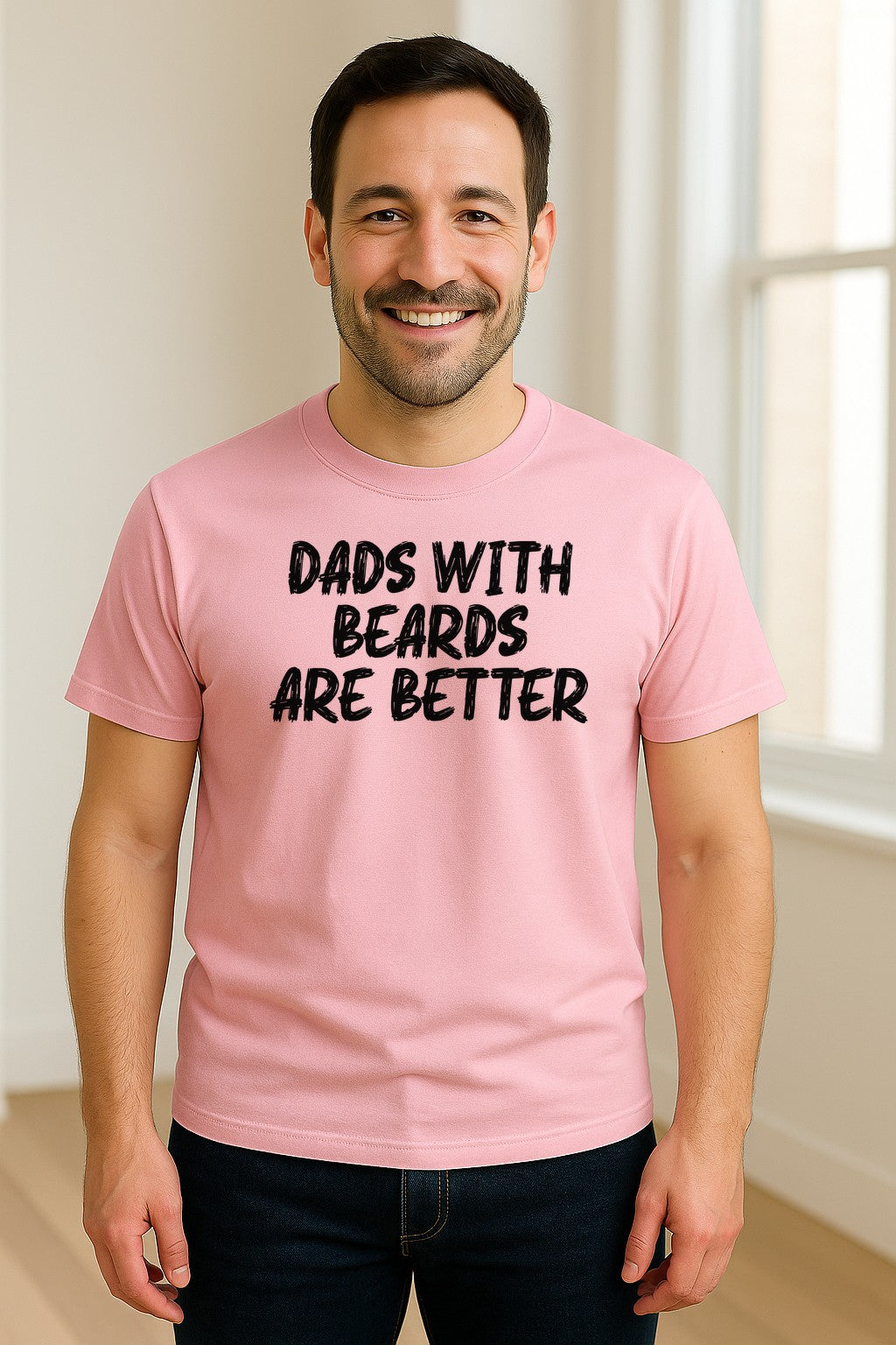 Dad Beard T-Shirt, Dads With Beards Are Better Distressed Lettering, Funny Father's Day Gift