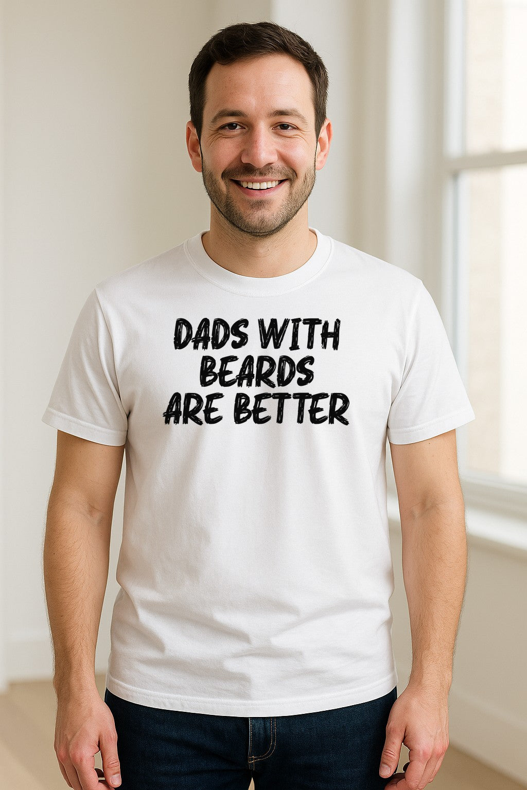 Dad Beard T-Shirt, Dads With Beards Are Better Distressed Lettering, Funny Father's Day Gift
