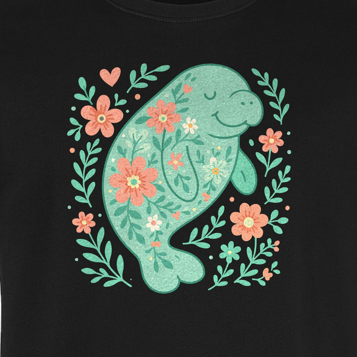 Manatee T-Shirt, Floral Sea Cow Graphic for Beach Lovers and Summer Vacations