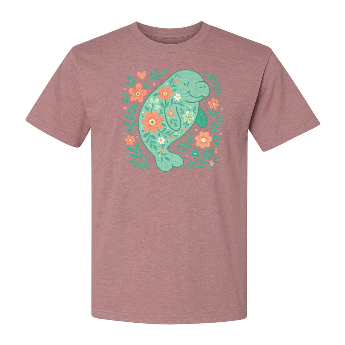 Manatee T-Shirt, Floral Sea Cow Graphic for Beach Lovers and Summer Vacations