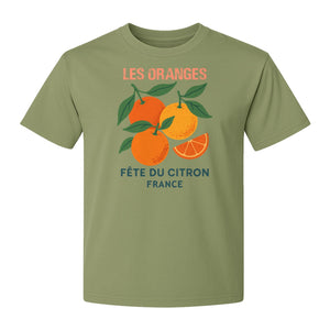 Les Oranges T-Shirt, French Citrus Fruit Graphic Tee for Foodies and Summer Gifts