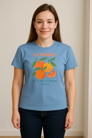 Les Oranges T-Shirt, French Citrus Fruit Graphic Tee for Foodies and Summer Gifts
