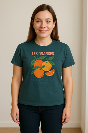 Les Oranges T-Shirt, French Citrus Fruit Graphic Tee for Foodies and Summer Gifts