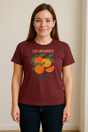 Les Oranges T-Shirt, French Citrus Fruit Graphic Tee for Foodies and Summer Gifts