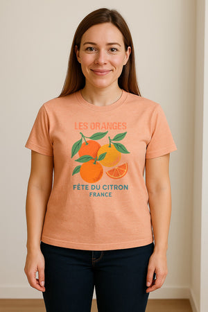 Les Oranges T-Shirt, French Citrus Fruit Graphic Tee for Foodies and Summer Gifts