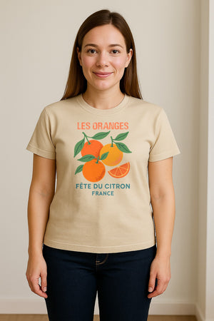 Les Oranges T-Shirt, French Citrus Fruit Graphic Tee for Foodies and Summer Gifts