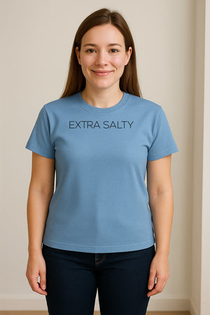 Extra Salty T-Shirt, Witty Text Design for Beach Trips, Coastal Getaways and Summer Vacations