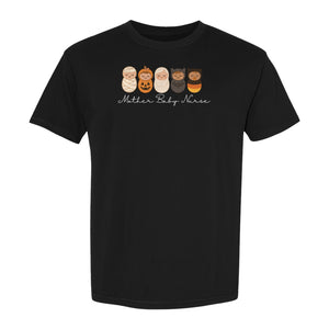 Mother Baby Nurse Halloween T-Shirt, Swaddled Pumpkin Babies Design for RN Staff