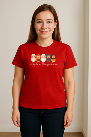 Mother Baby Nurse Halloween T-Shirt, Swaddled Pumpkin Babies Design for RN Staff