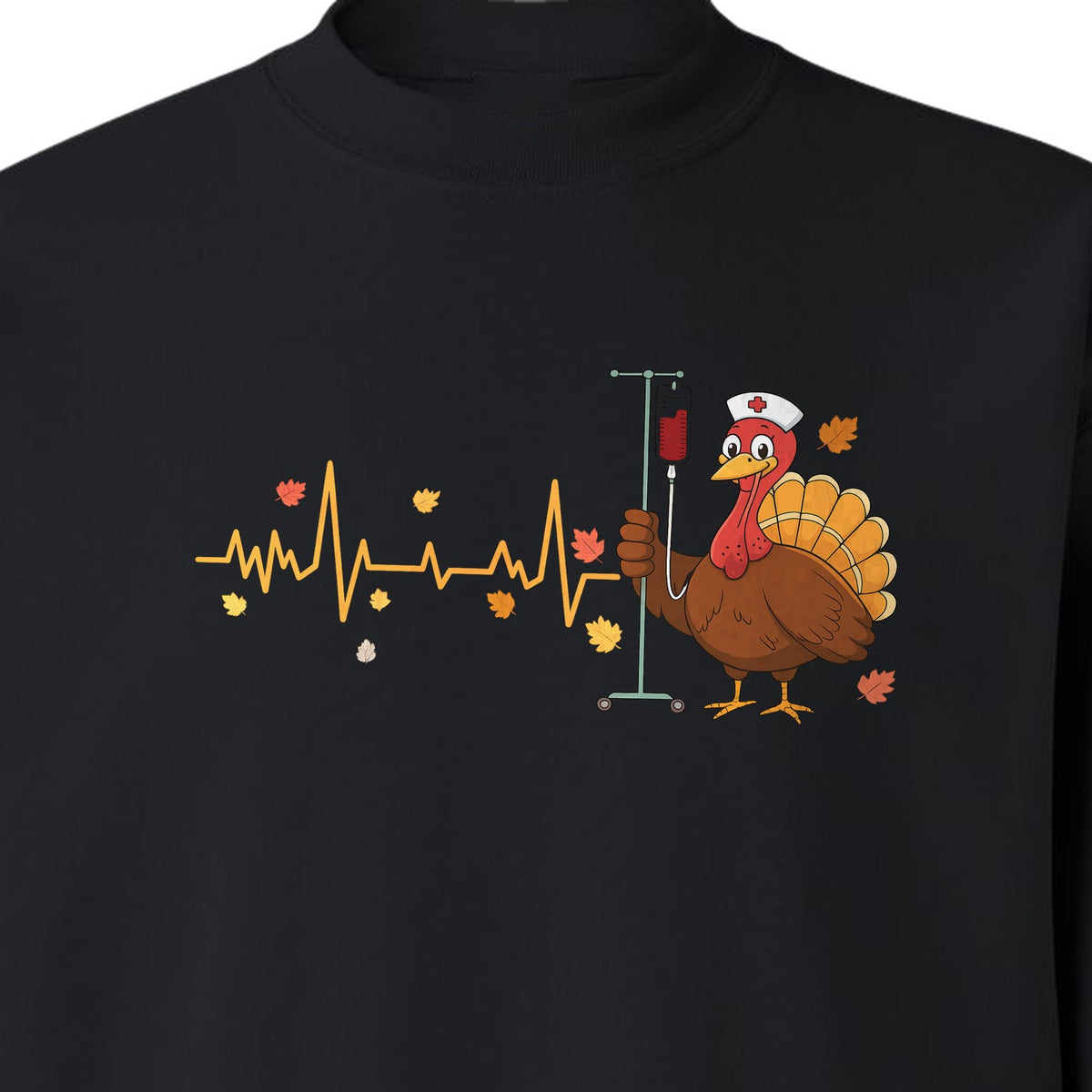 Nurse Thanksgiving Sweatshirt, Turkey Heartbeat and IV Cart Design for RN Fall Gatherings