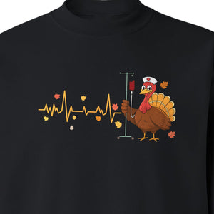 Nurse Thanksgiving Sweatshirt, Turkey Heartbeat and IV Cart Design for RN Fall Gatherings