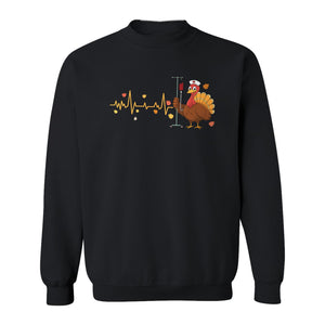 Nurse Thanksgiving Sweatshirt, Turkey Heartbeat and IV Cart Design for RN Fall Gatherings