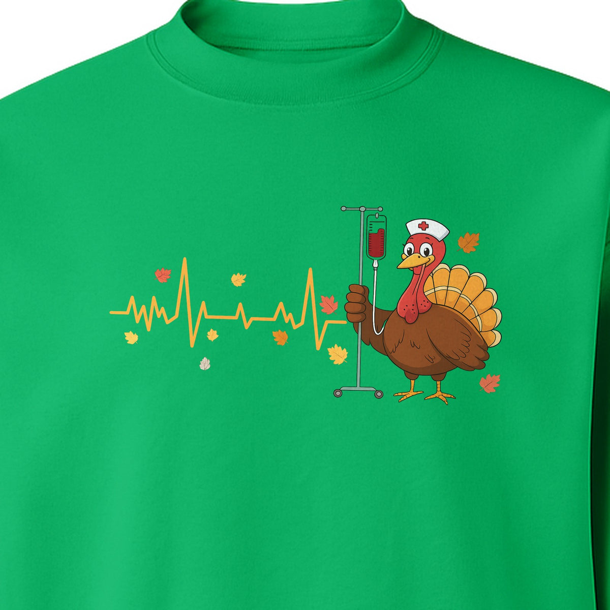 Nurse Thanksgiving Sweatshirt, Turkey Heartbeat and IV Cart Design for RN Fall Gatherings
