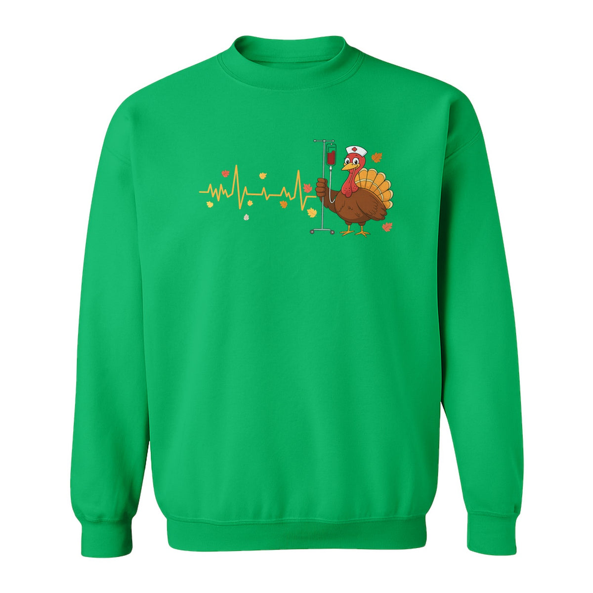Nurse Thanksgiving Sweatshirt, Turkey Heartbeat and IV Cart Design for RN Fall Gatherings