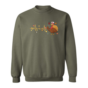Nurse Thanksgiving Sweatshirt, Turkey Heartbeat and IV Cart Design for RN Fall Gatherings