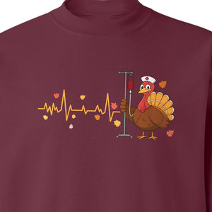 Nurse Thanksgiving Sweatshirt, Turkey Heartbeat and IV Cart Design for RN Fall Gatherings