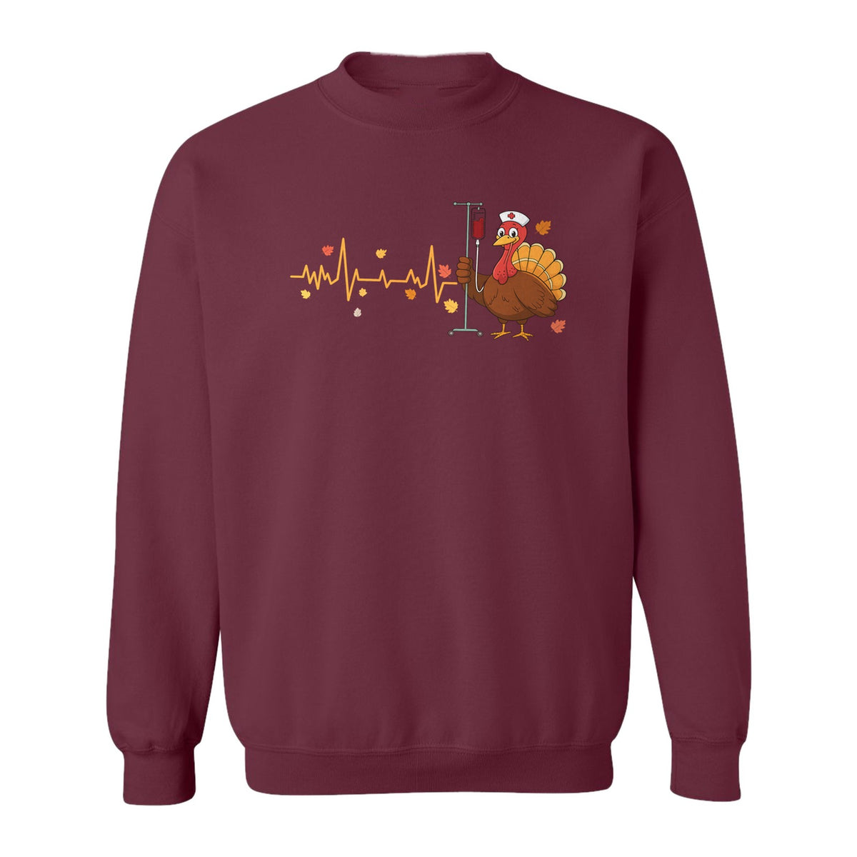 Nurse Thanksgiving Sweatshirt, Turkey Heartbeat and IV Cart Design for RN Fall Gatherings