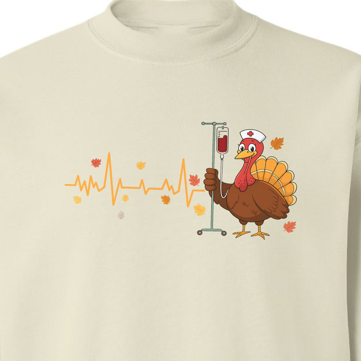 Nurse Thanksgiving Sweatshirt, Turkey Heartbeat and IV Cart Design for RN Fall Gatherings