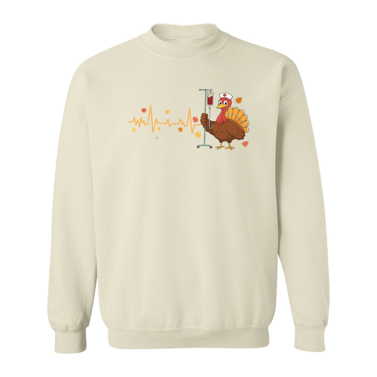 Nurse Thanksgiving Sweatshirt, Turkey Heartbeat and IV Cart Design for RN Fall Gatherings