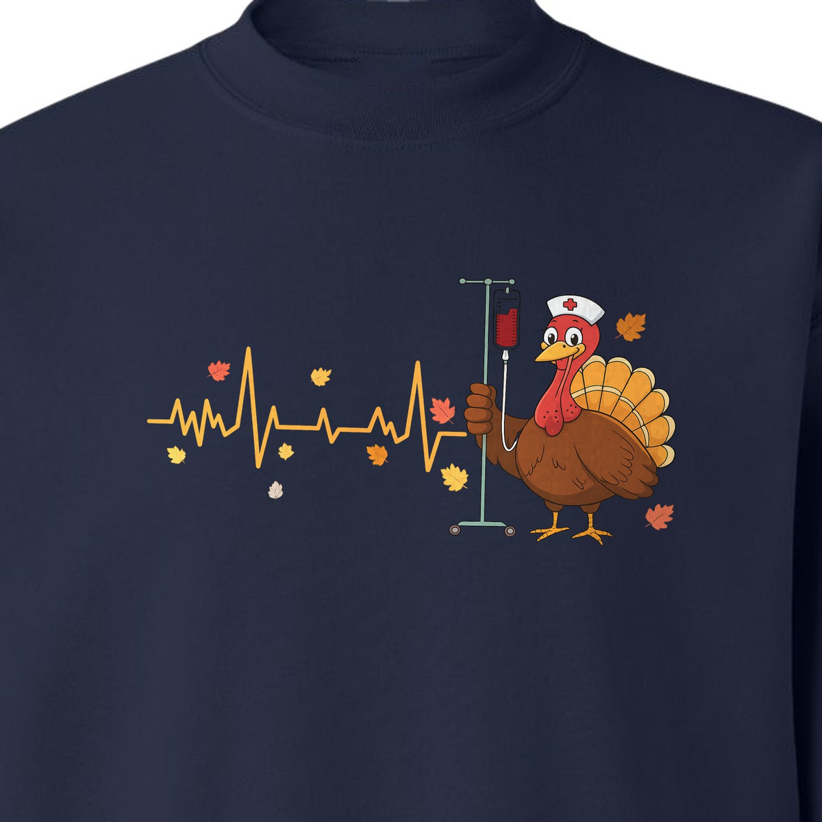 Nurse Thanksgiving Sweatshirt, Turkey Heartbeat and IV Cart Design for RN Fall Gatherings