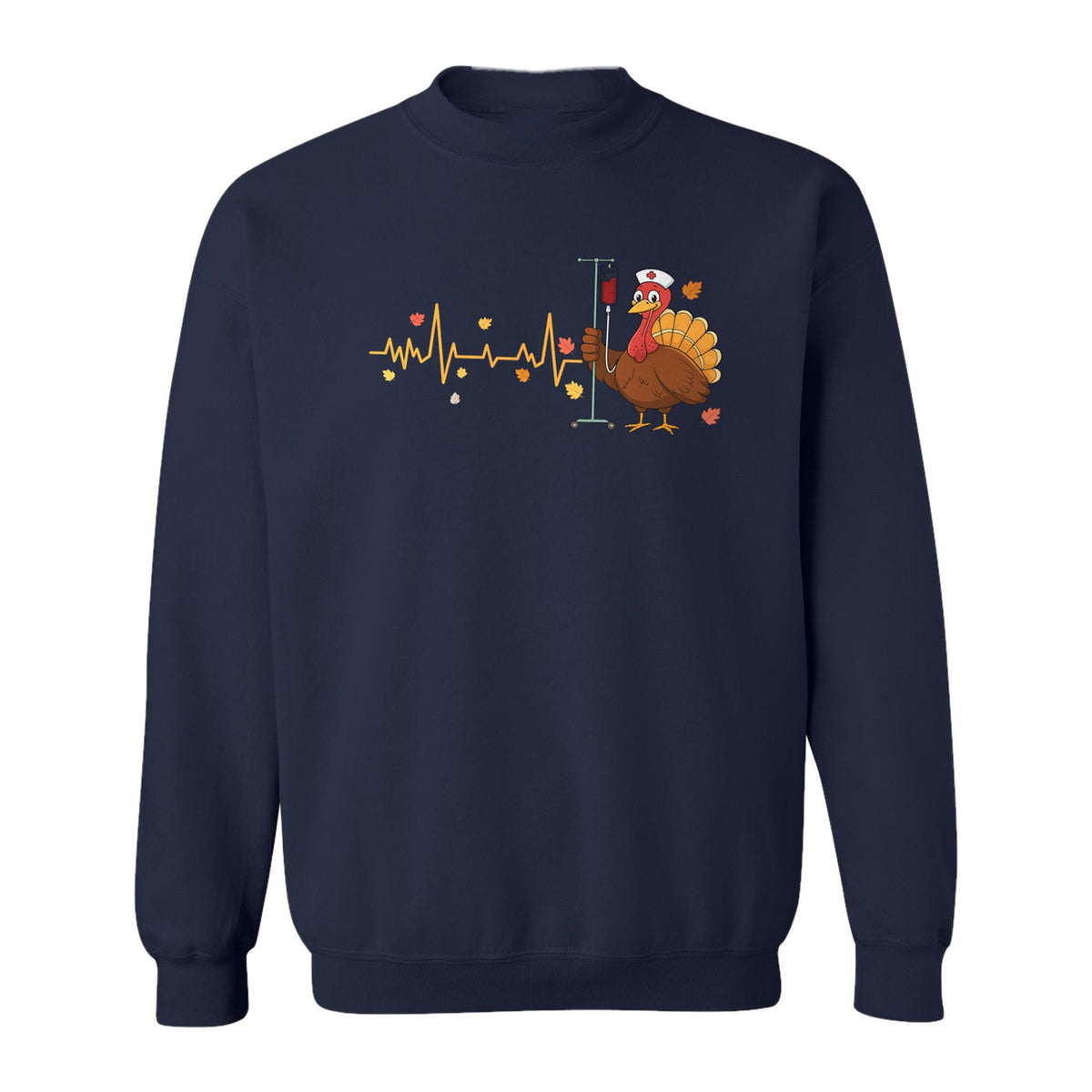 Nurse Thanksgiving Sweatshirt, Turkey Heartbeat and IV Cart Design for RN Fall Gatherings