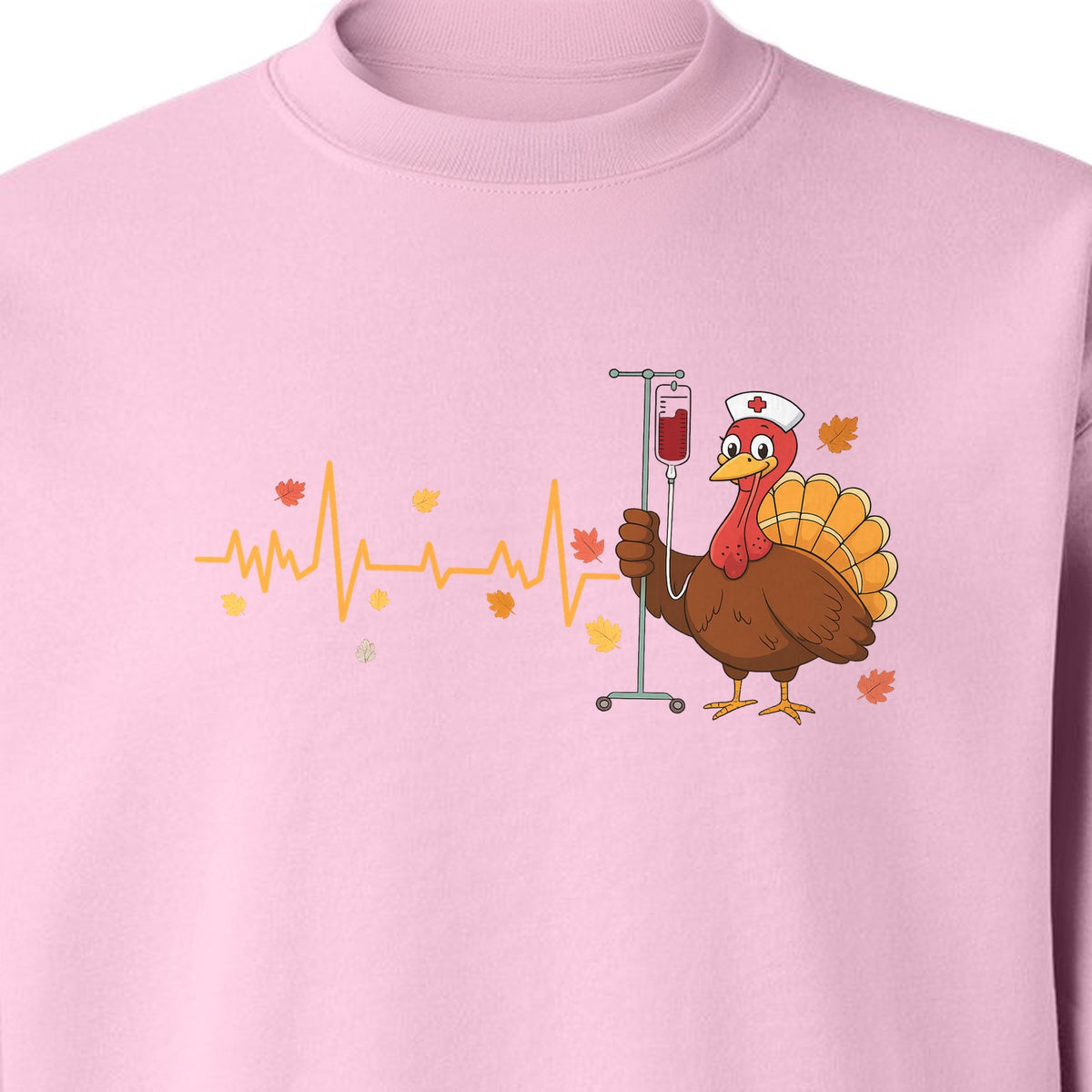 Nurse Thanksgiving Sweatshirt, Turkey Heartbeat and IV Cart Design for RN Fall Gatherings