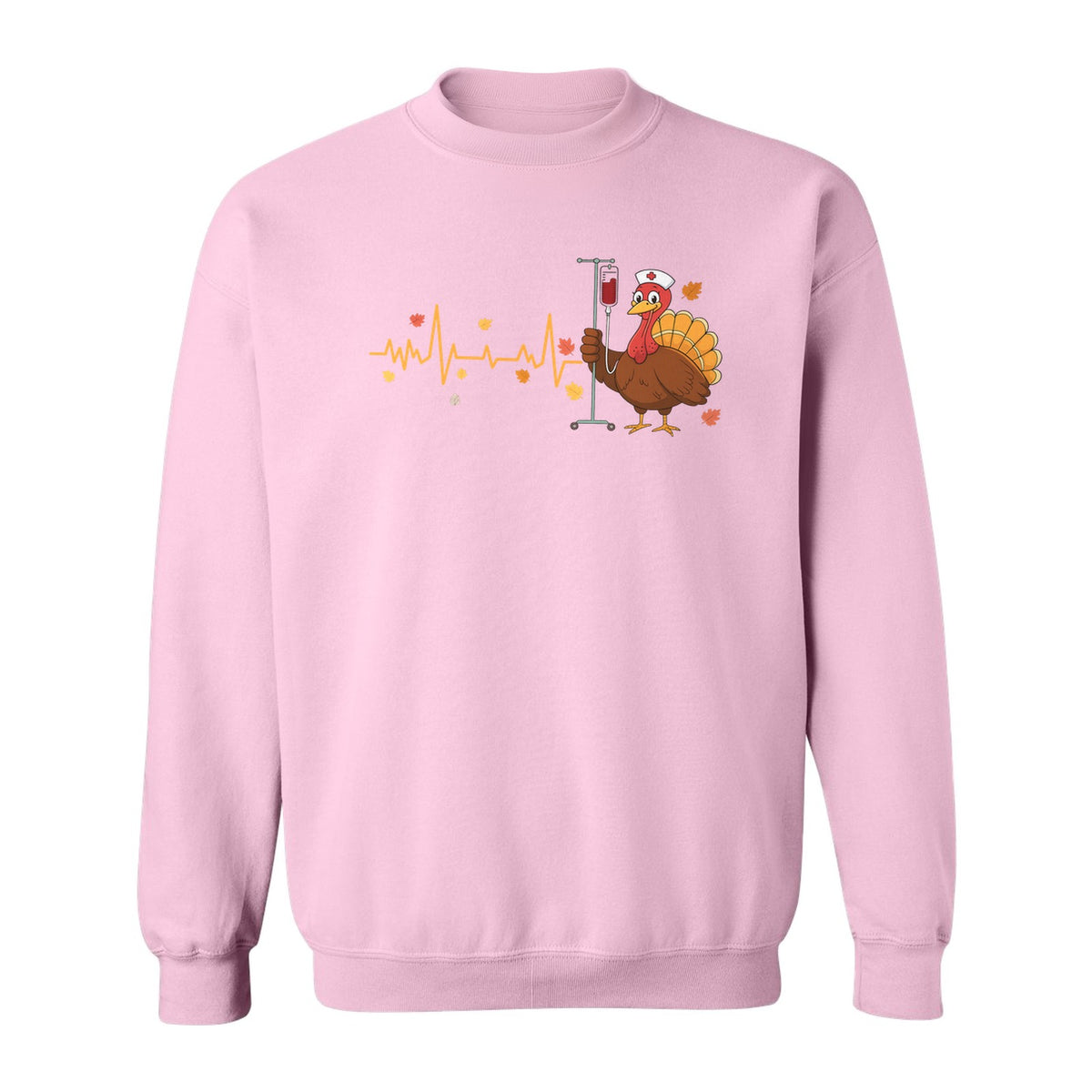 Nurse Thanksgiving Sweatshirt, Turkey Heartbeat and IV Cart Design for RN Fall Gatherings