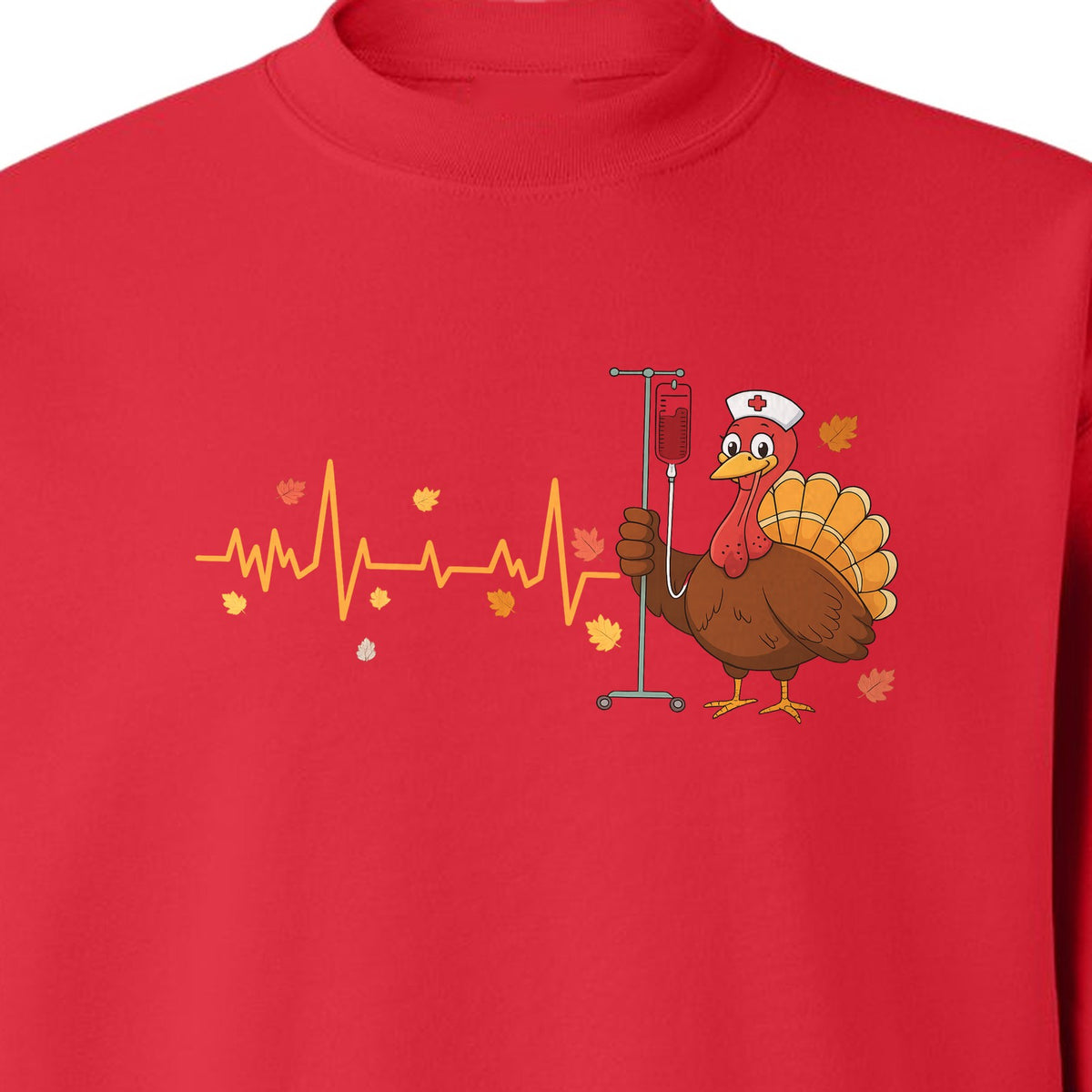 Nurse Thanksgiving Sweatshirt, Turkey Heartbeat and IV Cart Design for RN Fall Gatherings
