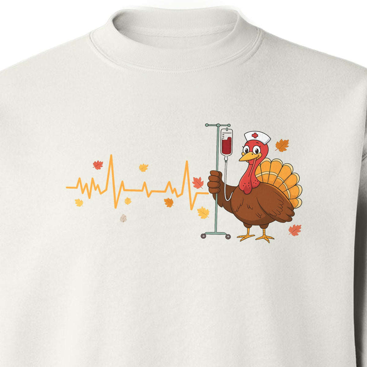 Nurse Thanksgiving Sweatshirt, Turkey Heartbeat and IV Cart Design for RN Fall Gatherings
