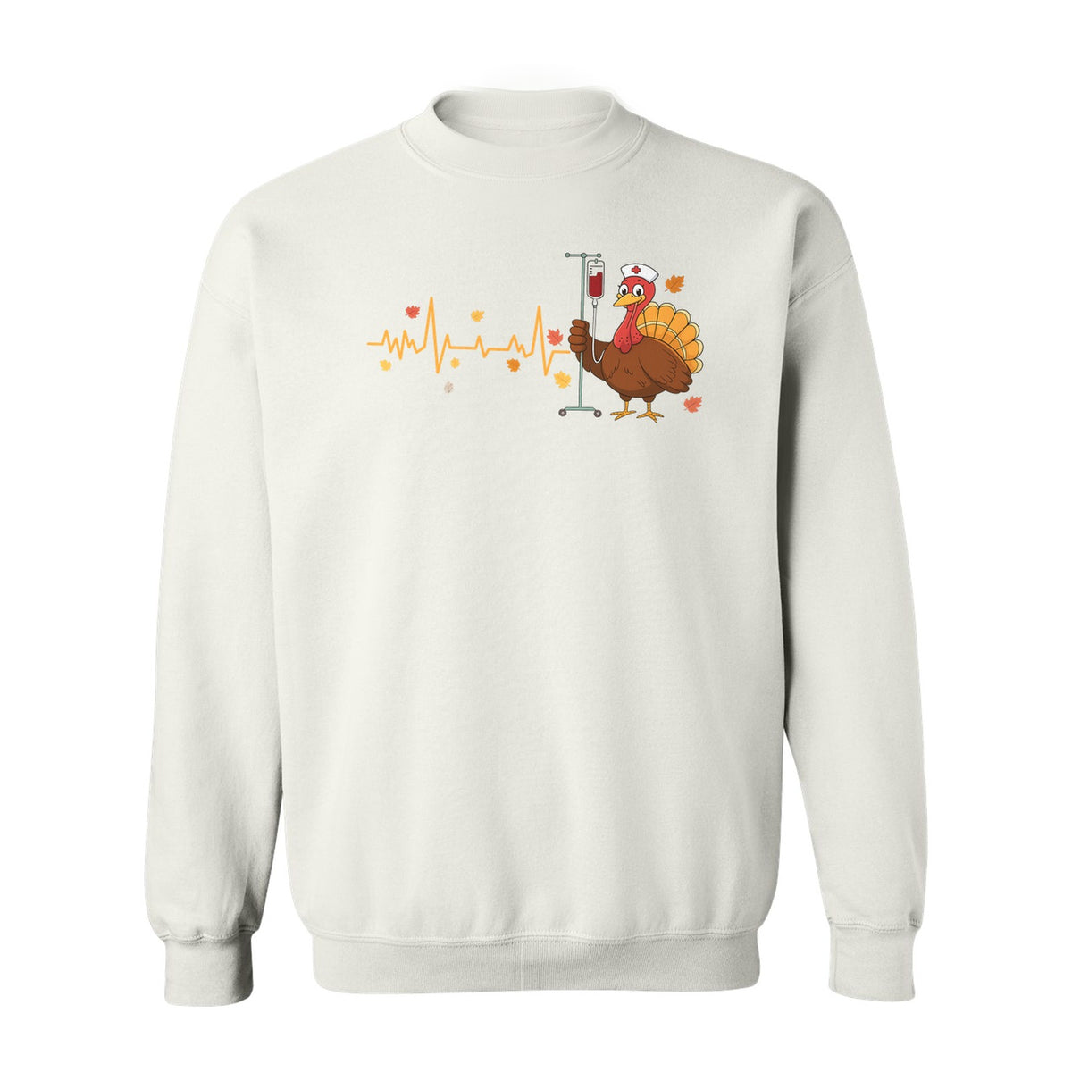 Nurse Thanksgiving Sweatshirt, Turkey Heartbeat and IV Cart Design for RN Fall Gatherings