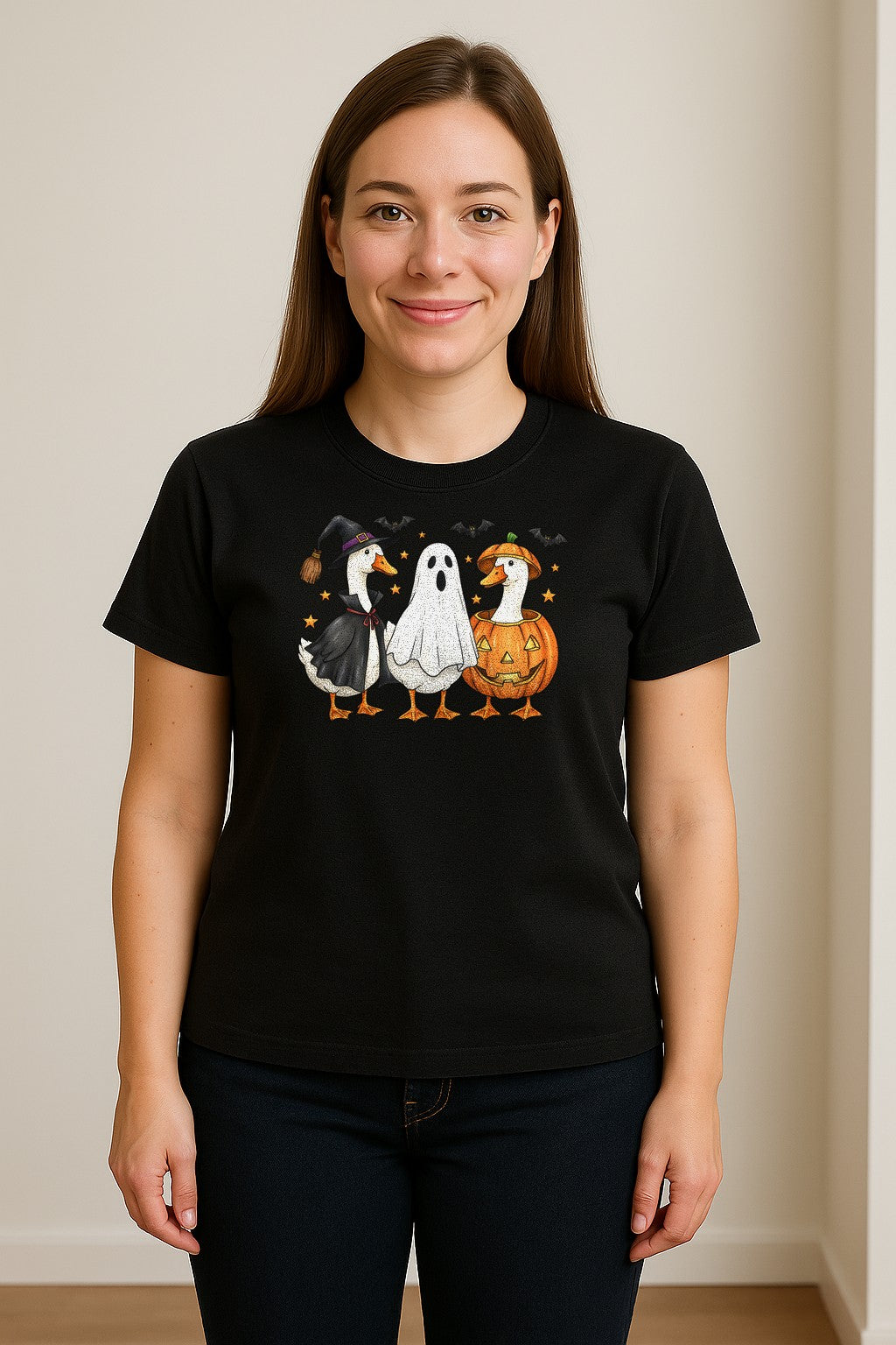 Halloween Goose T-Shirt, Witch, Ghost and Pumpkin Costume Design for Fall Parties and Trick-or-Treat