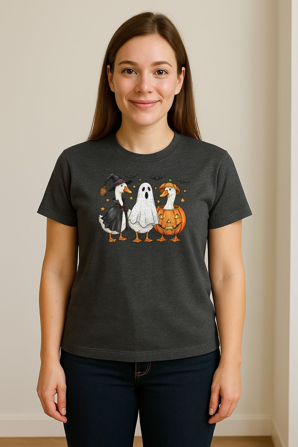 Halloween Goose T-Shirt, Witch, Ghost and Pumpkin Costume Design for Fall Parties and Trick-or-Treat