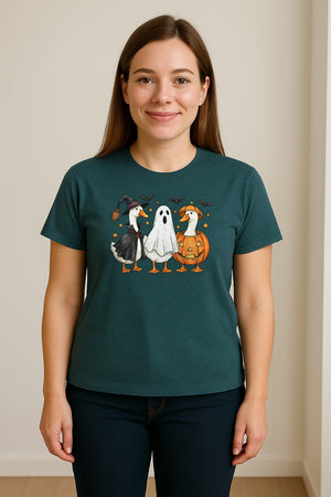 Halloween Goose T-Shirt, Witch, Ghost and Pumpkin Costume Design for Fall Parties and Trick-or-Treat