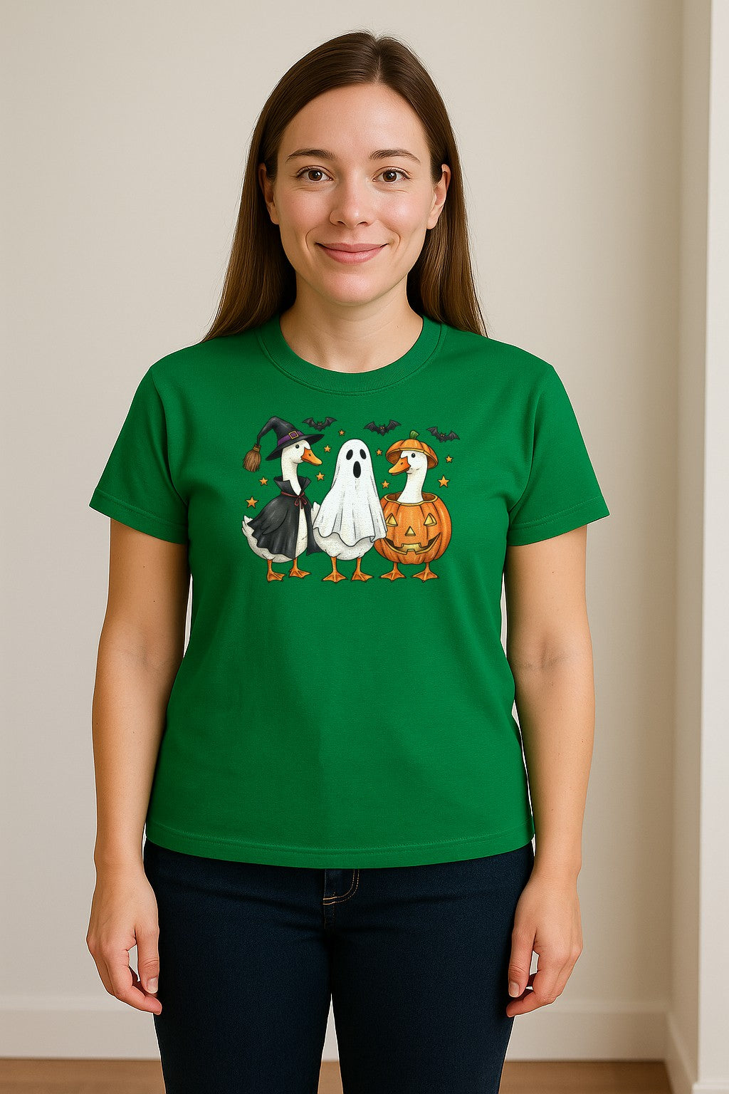 Halloween Goose T-Shirt, Witch, Ghost and Pumpkin Costume Design for Fall Parties and Trick-or-Treat