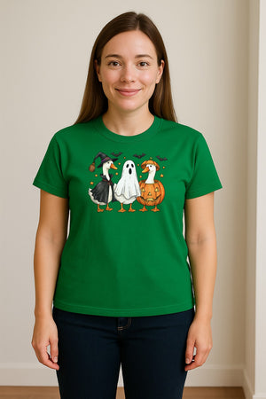 Halloween Goose T-Shirt, Witch, Ghost and Pumpkin Costume Design for Fall Parties and Trick-or-Treat