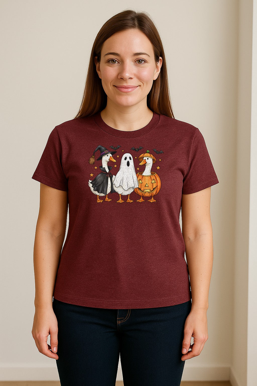 Halloween Goose T-Shirt, Witch, Ghost and Pumpkin Costume Design for Fall Parties and Trick-or-Treat